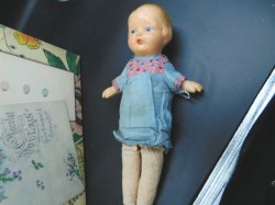 antique compo doll blue view